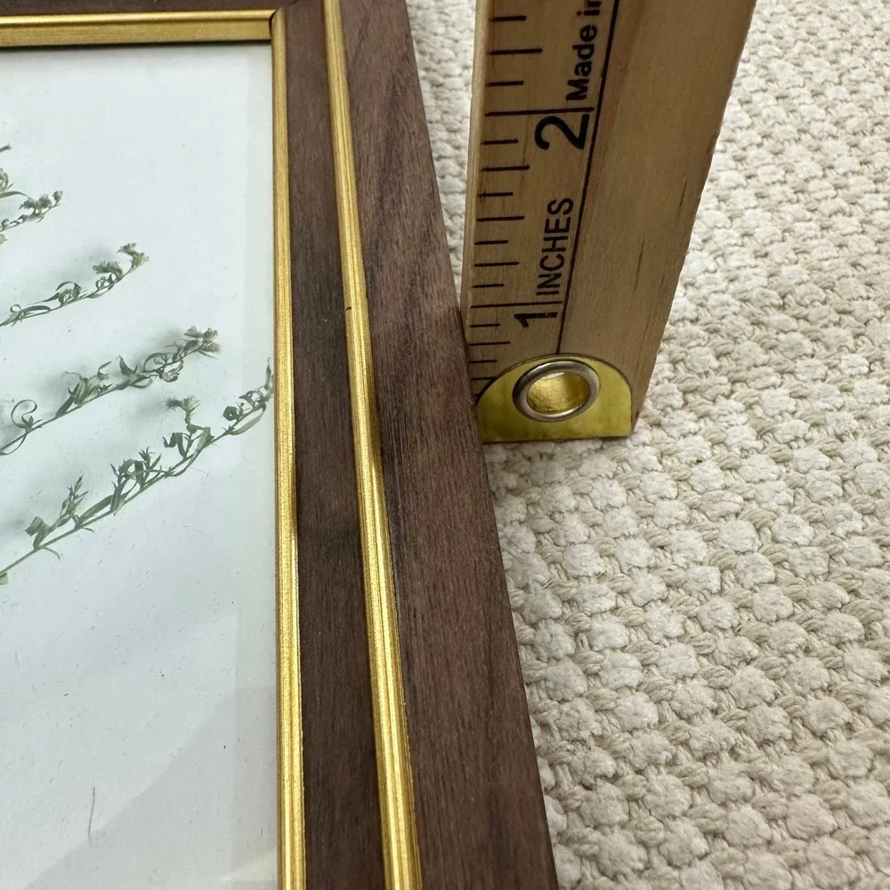 Umbra Wood Picture Frames Set of 3 Walnut Gold Trim 5x7 4x6 Tabletop Decor